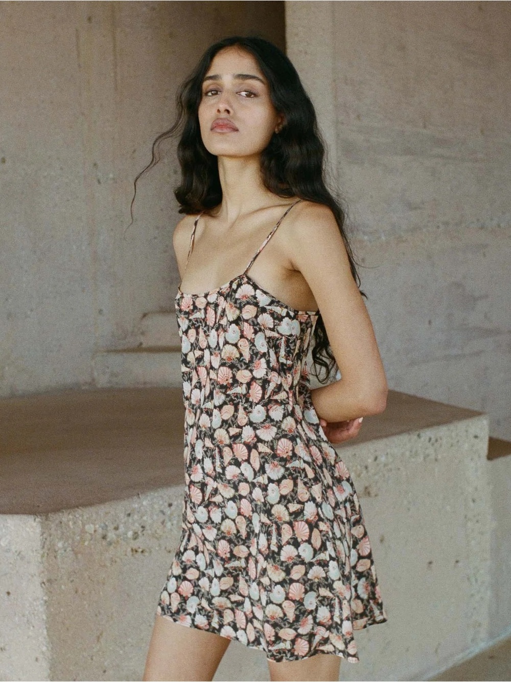 Doen Sasha Dress - Noir Tresors De La Mer Seashell Print Medium